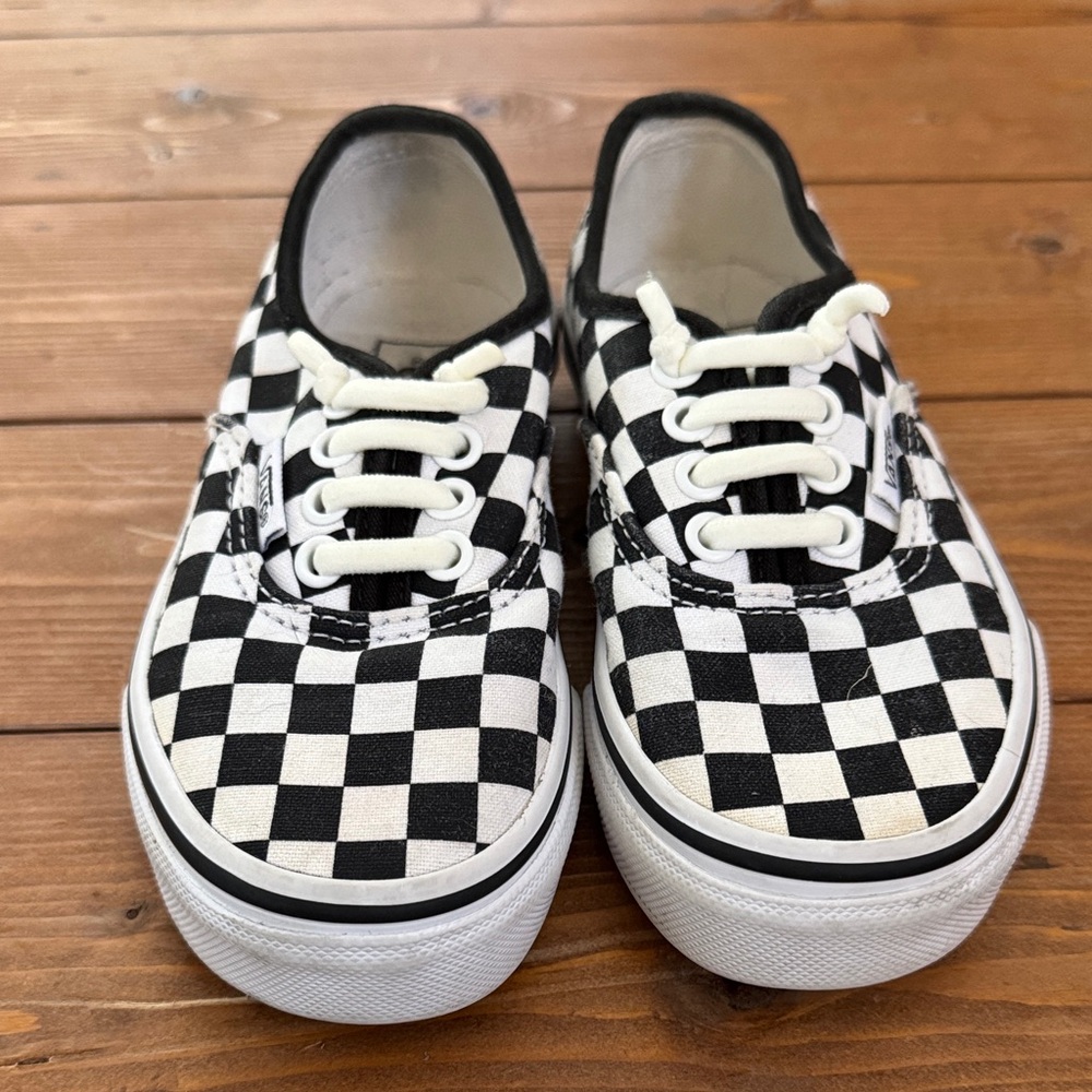 Vans Kids Black and White Checkered Shoes - Size 11